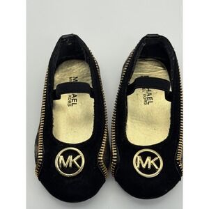 Michael Kors Girls Baby Emalyn BLACK & Gold Ballet Flats Sz 6 Without Box